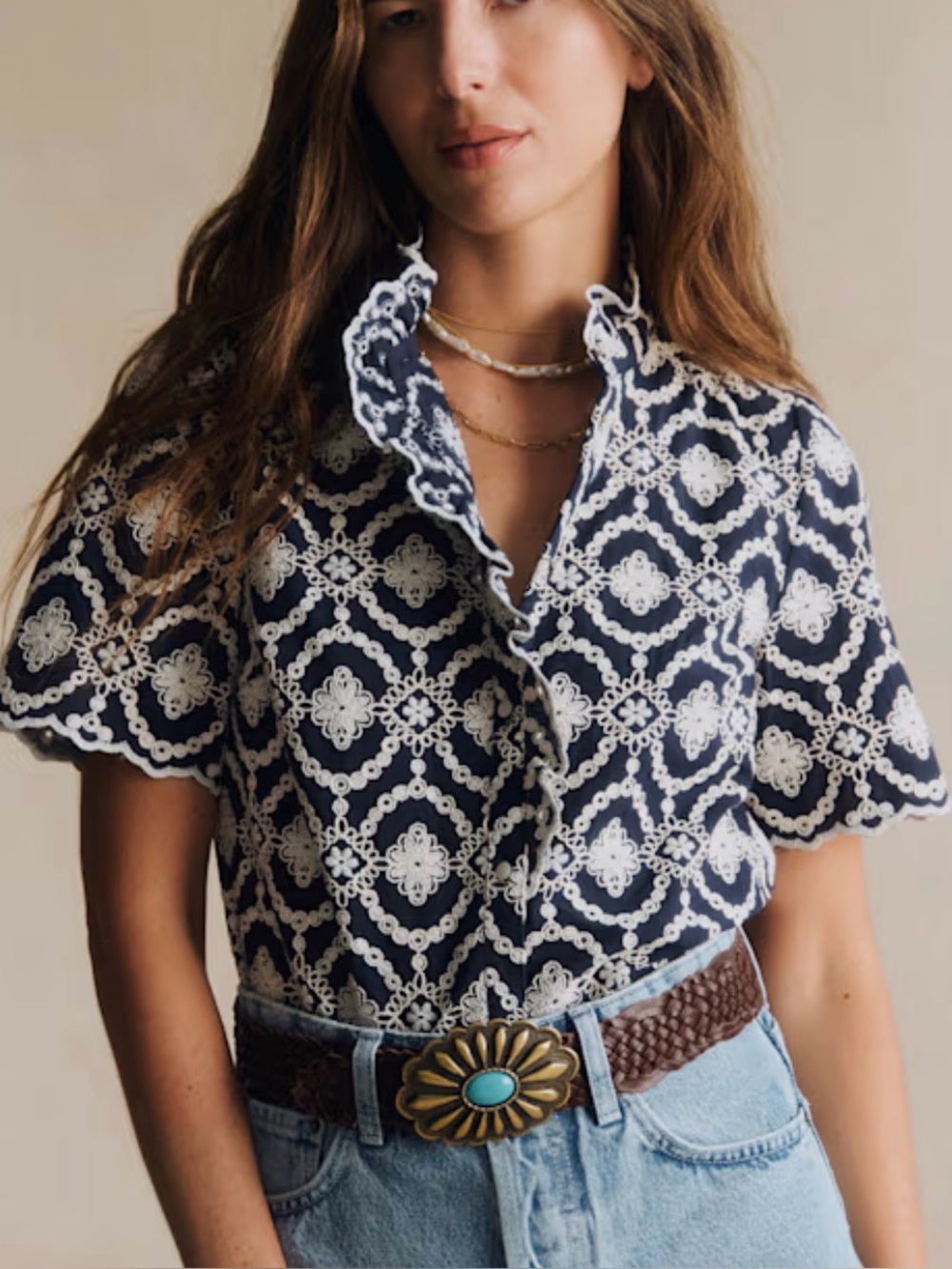 Sezane Dalhia Short Sleeve Blouse Size 38 (6 or Medium equivalent) NWT